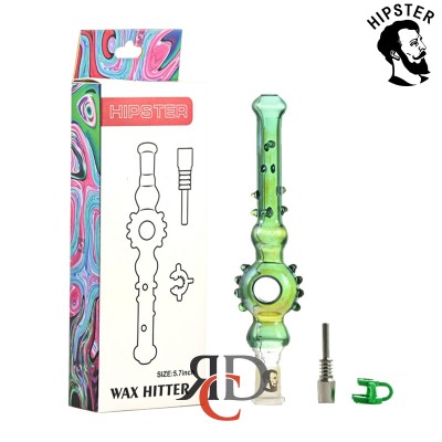 NECTOR COLLECTOR HIPSTER 6 INCH STEAM ROLLER WAX HITTER/ JOINT HOLDER W/ TITANIUM NAIL FOR DIRECT WAX DABBING NCHI06-10MM 1CT